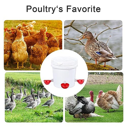 Chicken Waterer Cups, 6 Packs Large Chicken Watering Cups, Automatic Chicken Water Cups, Tee Fittings Poultry Feeder Cups Suitable for Chicken, Duck, Goose, Turkey with Mounting Hole Opener