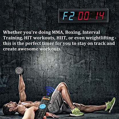 Workout Timer Wall Interval Clock Count Down/Up Stopwatch with Remote (2.3inch Blue and Red)