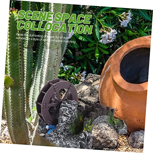 Outanaya DIY Handmade Mini Landscaping Bridge Water Wheel Oxygen Pump Aquarium Bridge Decor Fish Tank Supplies