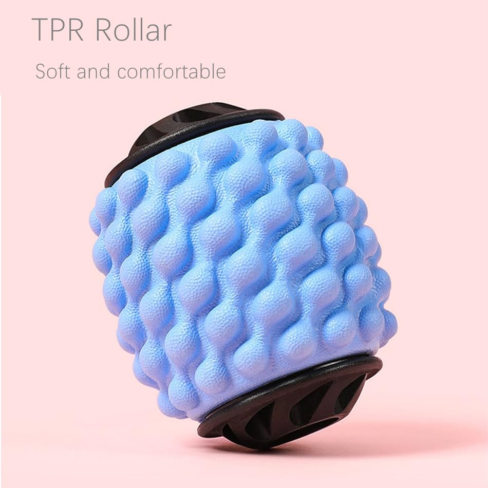 4 Wheels Foam Roller Muscle Massager for Leg Neck Hand Arm,Trigger Point Muscle Relax Massager Indoor Sports Yoga Bodybuilding Equipment (Blue) - color: Blue