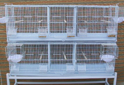 Lot-2 Extra Large 38"x11"x15"H Triple Stackable Breeder Bird Flight Cage Side Breeding Nest Box Doors with Double Removable Divider - color: White