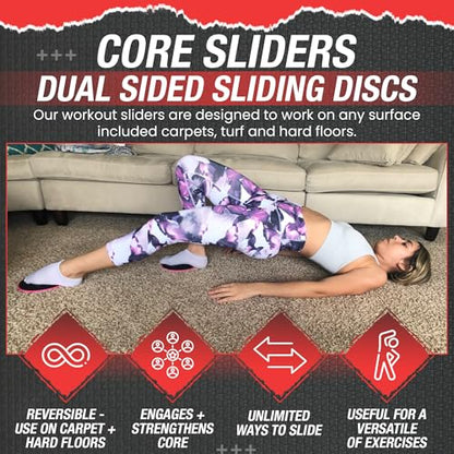 Core Sliders Dual Sided Sliding Discs for Use on All Floors. Our Core Sliders are ideal for Abs exercises, Yoga, Pilates and Home Workouts.