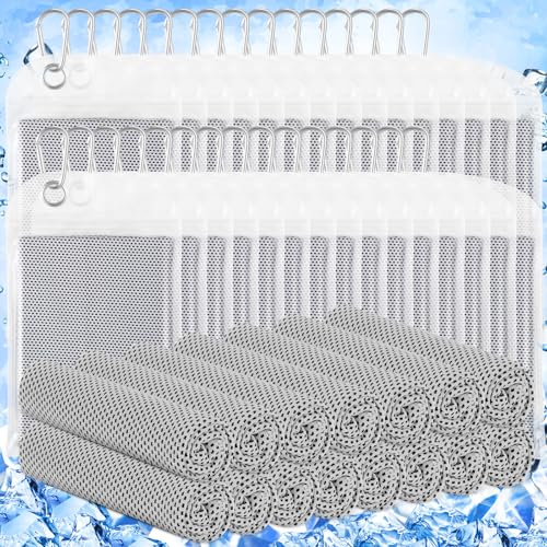 Hosuly 30 Pack Cooling Towels Bulk Microfiber Breathable, Light Gray - color: Light Gray
