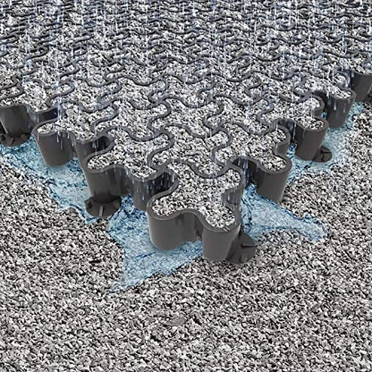 Vodaland Permeable Pavers - EasyPave Grass & Gravel Driveway Grid - Load Class A-D, 100% Recycled Plastic Pavers, 2" Depth, 35 Sq Ft/ 14 Units, Gray