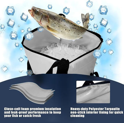 MORXPLOR Insulated Fish Cooler Bag for Fishing 41x17 47x17In 50x20In 60x24 72x30 80X40 Inches,Large Insulated Fish Kill Bag,Fishing Catch Bag Cooler with Water-resistant Zipper - color: 41inch Light Grey