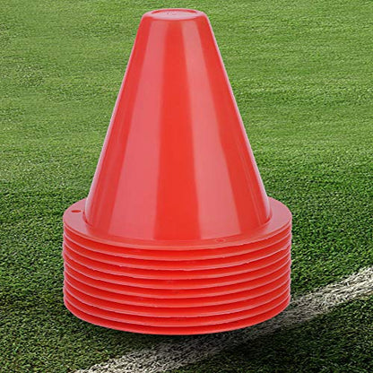 WNSC Football Marking Discs, Unbreakable PE Cone Shape 10pcs Football Cone, Improve The Controlling Ability of Football for Football Training Games for Boys(red)