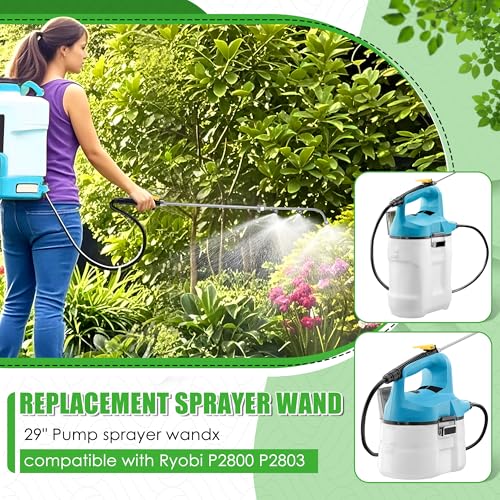 Enhon Pump Sprayer Wand with 2 Types of Nozzles, 3 Hole Nozzle Replacement, Stainless Steel Sprayer Wand Replacement with Trigger & Hose