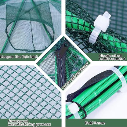 Collapsible Fishing Bait Minnow Trap - Durable Fish Trap Net for Minnow, Crab, Crayfish, Shrimp Fish Trap Net - Designed for Minnows and Beyond