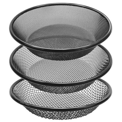 3Pcs 11.8" W Soil Sifter for Gardening, 2,4,6mm Grid Rock Sifter for 5 Gallon Bucket, Stainless Steel Fine Dirt Sifter, Compost Sifter for Capturing Dirt, Sand, Rocks, and Filtering Compost (Black) - size: 3 Pcs (2,4,6mm grid)