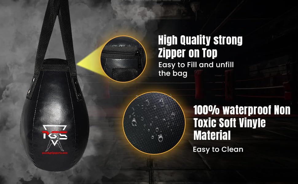 Wrecking Ball Punching Bag, Expert Boxing Teardrop Body Snatcher Bag for MMA, Kickboxing, Muay Thai, Round Heavy Bag - UNFILLED