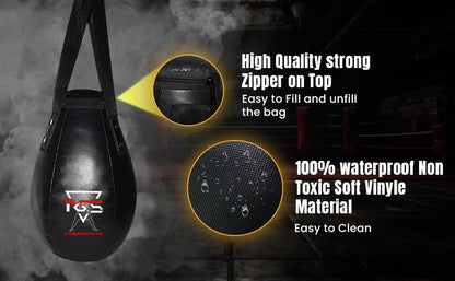 Wrecking Ball Punching Bag, Expert Boxing Teardrop Body Snatcher Bag for MMA, Kickboxing, Muay Thai, Round Heavy Bag - UNFILLED