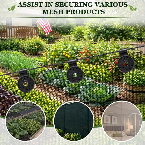 Svepndic 100 PCS Shade Cloth Clips, Plastic Shade Net Clips for Mesh or Thin Shade Fabric, Round Black Clips for Mesh Tarp, Bird Netting, Garden Netting and Sun Shade Cover