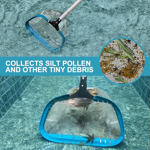 17.5" Heavy Duty Ultra Fine Mesh Pool Pollen & Sand Skimmer Rake, Aluminum Frame Deep Nylon Net, Pool Net for Above Ground & In-ground Swimming Pools (No Pole) - size: 17.5"