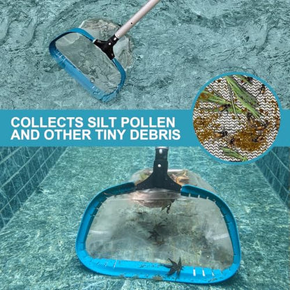 17.5" Heavy Duty Ultra Fine Mesh Pool Pollen & Sand Skimmer Rake, Aluminum Frame Deep Nylon Net, Pool Net for Above Ground & In-ground Swimming Pools (No Pole) - size: 17.5"