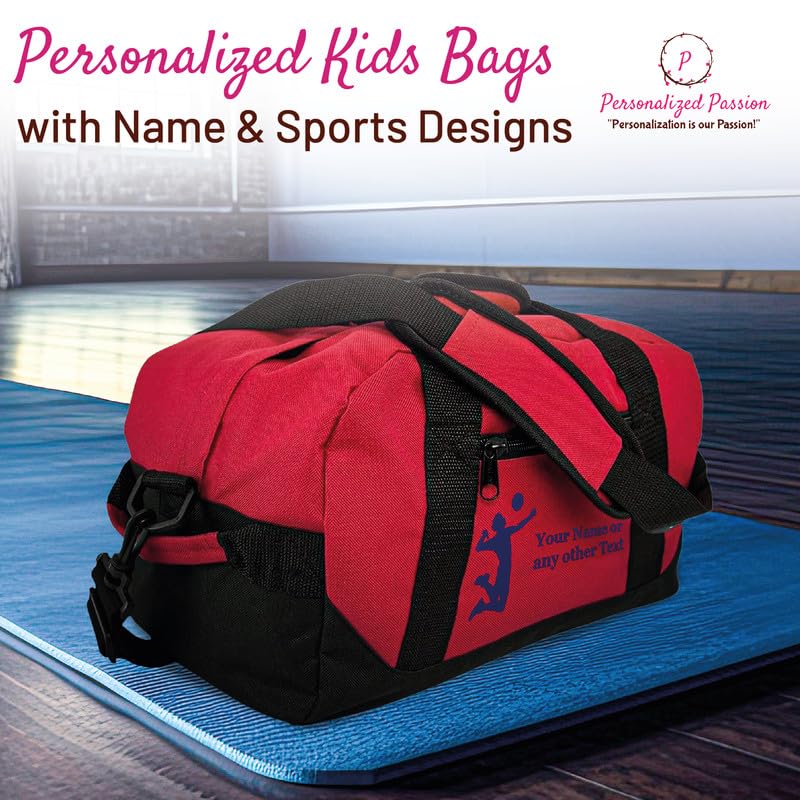 Personalized Passion 14” Small Sports Duffel Bags for Kids - Waterproof Travel Duffle with Name & Basketball Design - Dark Green Two-Toned Kids Weekender Bag for Boys and Girls - color: Dark Green, style: Basketball