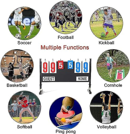 Portable Scoreboard Fins, 4 Digits Game Scoreboard, Multifunctional Vertical Score Flip Scoreboard, Up to 99, for Match Volleyball/Basketball/Soccer/Table Tennis/Badminton