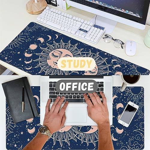 Large Mouse Pad Magic Moon and Sun Extended Gaming Mouse Pad Non-Slip Desk Mat with Stitched Edge Laptop Computer Keyboard Mousepad for Office Home 35.4" x 15.7" - color: Magic Moon and Sun