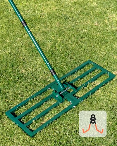 Lawn Leveling Rake 30"x10", Yard Leveling Rake with Wall-Mount Hook, Heavy-Duty Ground Leveler for Soil, Sand, Topsoil, Compost & Fertilizer - style: 30"x10"