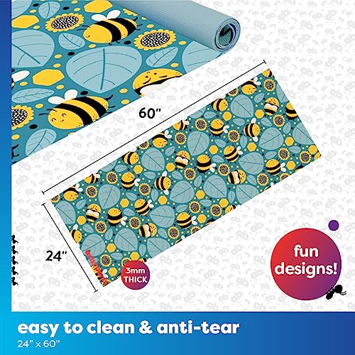 Antsy Pants Kids Yoga Mat - Non-Slip Exercise Mat, 60" x 24", 3mm - color: Yellow Bumble Bees