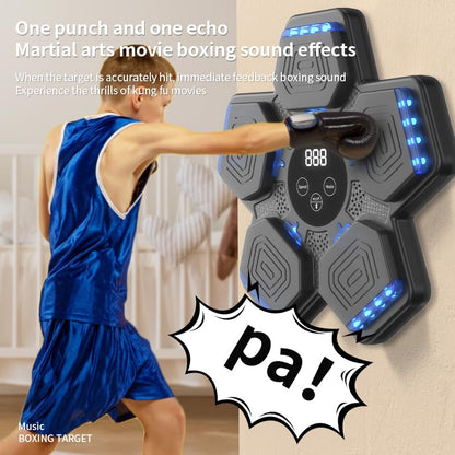 HOTSEVEN 2025 Music Boxing Machine with Boxing Gloves, Smart Bluetooth Boxing Machine with LED Electronic Wall Mounted, Music Boxing Target Workout Punching Equipment for Home(Upgrade) - style: QJB-22(pentagon)