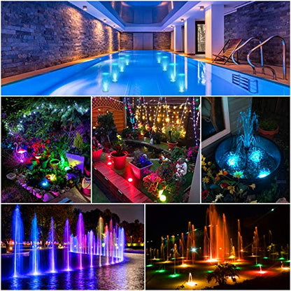 YiaMia Submersible Led Battery Operated Spot Lights with Remote, Decorative Fish Bowl Small Lamps for Aquarium Vase Base Pond Wedding Halloween Party