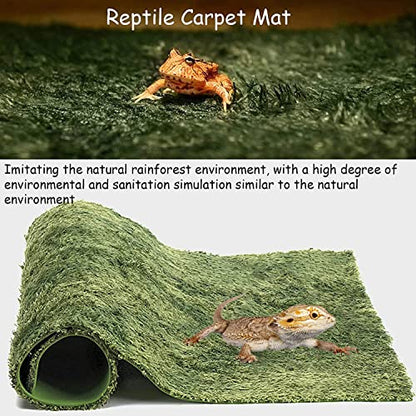 2 PCS Reptile Carpet Mat Terrarium Bedding Substrate Liner Mat Imitation Rainforest Crawler Mats for Snakes Bearded Dragon Gecko Chameleon Turtles Iguana（23.62 X 15.74 in）