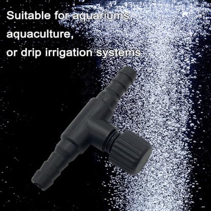 30 Pcs Aquarium Control Valves, 2-Way T Shaped Fish Tank Air Control Valve for 3/16" (4 mm) ID Air Tube(Black)