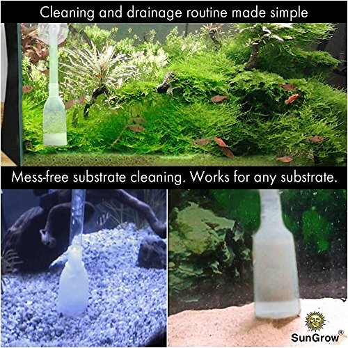 SunGrow Water Siphon Pump for Fish Tank with Priming Bulb, 3.5" Nozzle Net, 65-Inches, Long Nozzle Sand Cleaning Kit, Fish Gravel Vacuum to Clear Water, Aquarium Siphon Tank, 2-Minutes to Assemble - color: Blue