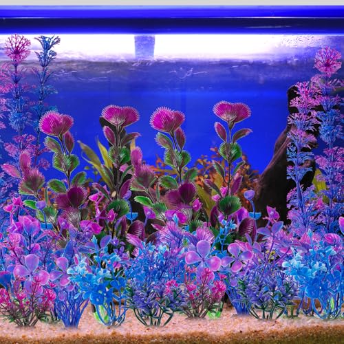 25 Pack Artificial Aquarium Plants, Small Size 4 inch Approximate Height Fish Tank Decorations Home Décor Plastic Light Purple