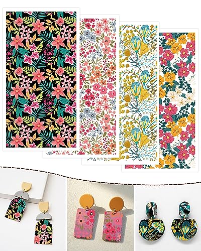 Puocaon Floral Clay Transfer Paper - 20 Pcs for Polymer Clay Jewelry, Water Transfer Sheets, Flower Blossom Magic Paper - color: vintage flower
