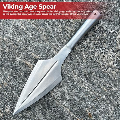 MedievalDepot Grand Viking Age Forged Spear Head – 14.14” Authentic Iron Steel Blade for Re-enactments, Theater, and Costume Use