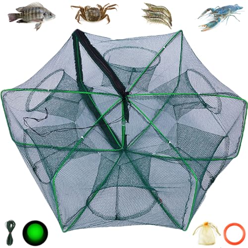 The Magic Foldable Fishing Trap, Folding Fishing Net，2024 Upgrade Auto-Foldable Strengthened Fishing Trap Net, Minnow Traps for Bait Fish，Fish Traps，Crawfish Trap，Minnow Trap