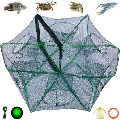 The Magic Foldable Fishing Trap, Folding Fishing Net，2024 Upgrade Auto-Foldable Strengthened Fishing Trap Net, Minnow Traps for Bait Fish，Fish Traps，Crawfish Trap，Minnow Trap