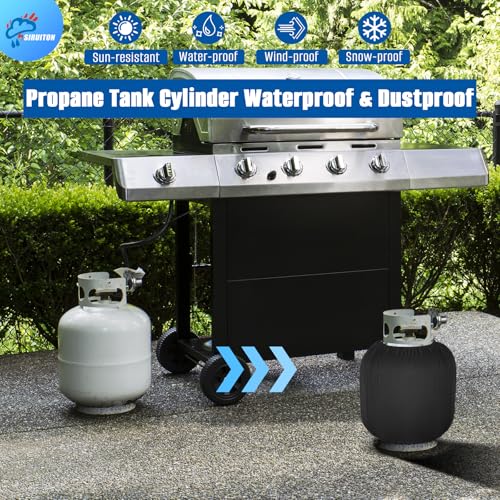 Propane Tank Cover 20lb,Outdoor Heavy Duty 600D Waterproof Oxford Fabric Propane Gas Tank Cover with Adjustable Drawstrings - color: Black