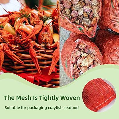 10 lb Mesh Onion Bags, 11"×18" Mesh Produce Bags Hanging Reusable Breathable Vegetable Storage Net Bag with Drawstring for Onions Potatoes Citrus Crawfish, Red (Pack of 10)