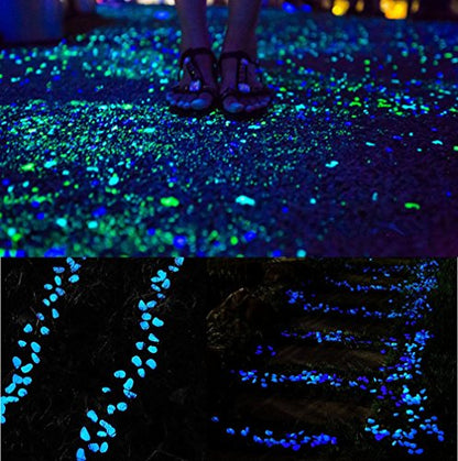 Opps 100 Pcs Glow in The Dark Garden Pebbles for Walkways and Decor in Blue