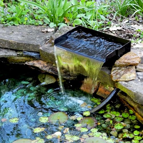 Pond Waterfall Spillway with Pump Kit, 304 Stainless Steel Pond Waterfall, Pond Spillway with 9.8FT Corrugated Tubing for Garden,Water Features (8“)-P42 - size: 8INCH