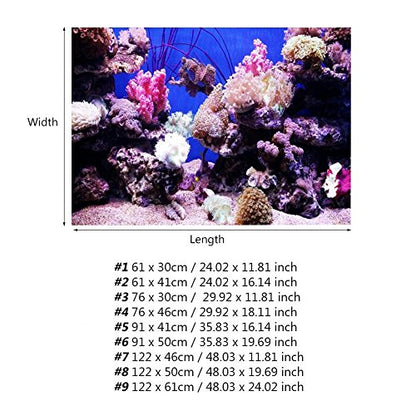 Huhushop Aquarium Background,HD Ocean Seabed Coral Wallpaper 3D Effect, Adhesive Underwater World Backdrop Wall Decoration for Fish Tank(61x41cm)