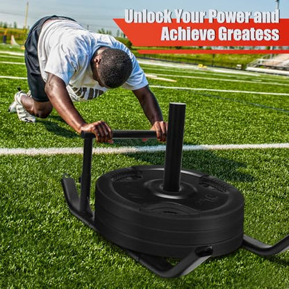 GADFISH Workout Fitness Sled, Weighted Sleds Push Gym Equipment for Adults & Kids, Compatible with 1" & 2" Weight Plates, Multi-Purpose Sled for Outdoor or Home Fitness Training - size: Large-Size