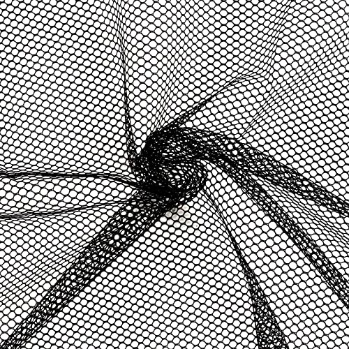 FSWCCK Black Mesh Fabric, 62 x 59 Inch Soft Mesh Netting Slightly Stretchy for Shopping Bag, Backpack Pocket and Straps and Netting Clothes (Black) - color: Black