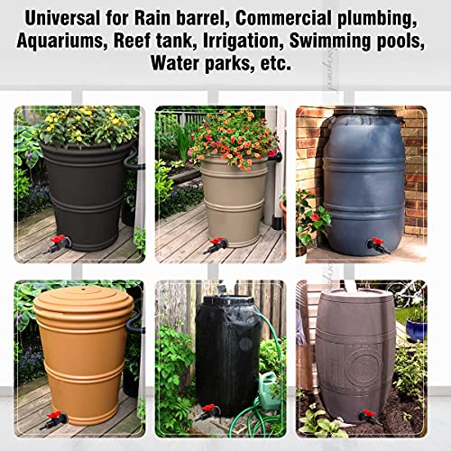 rain barrel spigot kit within 3/4 inch pvc bulkhead adapter 3/4" valve 3/8" plastic barb fitting, for 5/2.5/50/55/100 gallon water tank garden bucket outdoor rainwater collection - color: 3/4 inch valve-3/8 inch barb Red