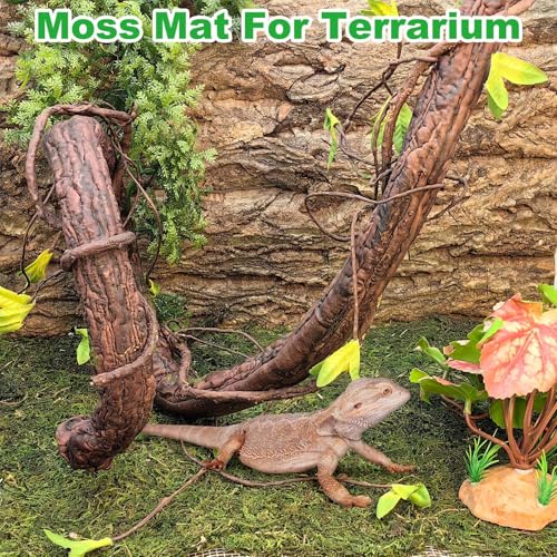 Reptile Carpet, Natural Moss Mat for Terrarium, Bearded Dragon Tank Flooring Green Substrate Liner for Leopard Gecko Hermit Crab Lizard Tortoise (47.24" X 11.81")