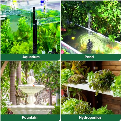 GROWNEER 550GPH Submersible Pump 30W Ultra Quiet Fountain Water Pump, 2000L/H, with 7.2ft High Lift, 3 Nozzles, 4.9 Feet Tubing for Aquarium, Fish Tank, Pond, Hydroponics, Statuary
