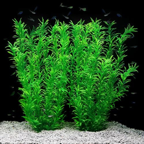 Aquarium Decor Plastic Plants Extra Large 21 Inches Artificial Fish Tank Plants Tall Fish Tank Decorations (Green 2pcs) - color: Green 2pcs