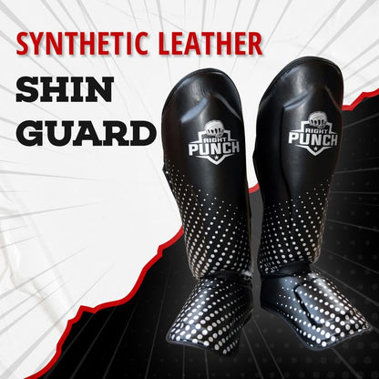 Shin Guards Kickboxing Leg Pads with Instep Protection, Muay Thai MMA Martial Arts Kicking Sparring Training Gear - color: Black & Silver, size: Medium