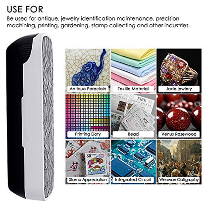 Jewelry Loupe Magnifier with UV LED Light, AFUNTA 30X 60X 90X Slide Out Pocket Magnifying Glass for Jewelry Diamonds Gems Coins Stamps Rocks Watches Hobbies Antiques Models Photos -Black