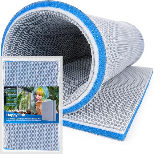 8-Layer Fast-Acting Aquarium Filter Pad - Cut-to-Size Aquarium Floss Media for Fish Tank, Pond, Sump - Fast Water Polishing in Hours (15.75"x11.81"x0.6", 1 Pack) - size: 15.75"x11.81"x0.6" (1 Pack)