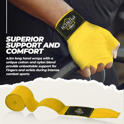 ProShield Boxing Wraps| 180-Inch Bandages| Boxing Hand Wraps Protection for Muay Thai MMA and Kickboxing - color: Yellow, size: 118"