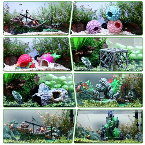 Small Boat Aquarium Decorations Resin - Sunken Shipwreck Fish Tank Ornament for Aquatic Adventure Scene-Approx. 4.9" L x 2.4" W x 3.9" H (Small Boat)