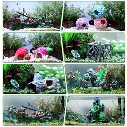 Small Boat Aquarium Decorations Resin - Sunken Shipwreck Fish Tank Ornament for Aquatic Adventure Scene-Approx. 4.9" L x 2.4" W x 3.9" H (Small Boat)